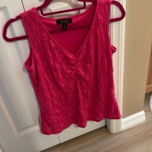 Hot pink lace ruched top